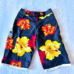 CW Surfworks Hibiscus Board Shorts swim trunk Men’s Size 28 Made in Fiji nWOT